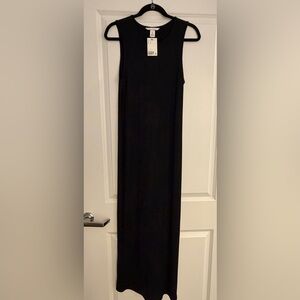 H&M Mama Ribbed Viscose Black Dress